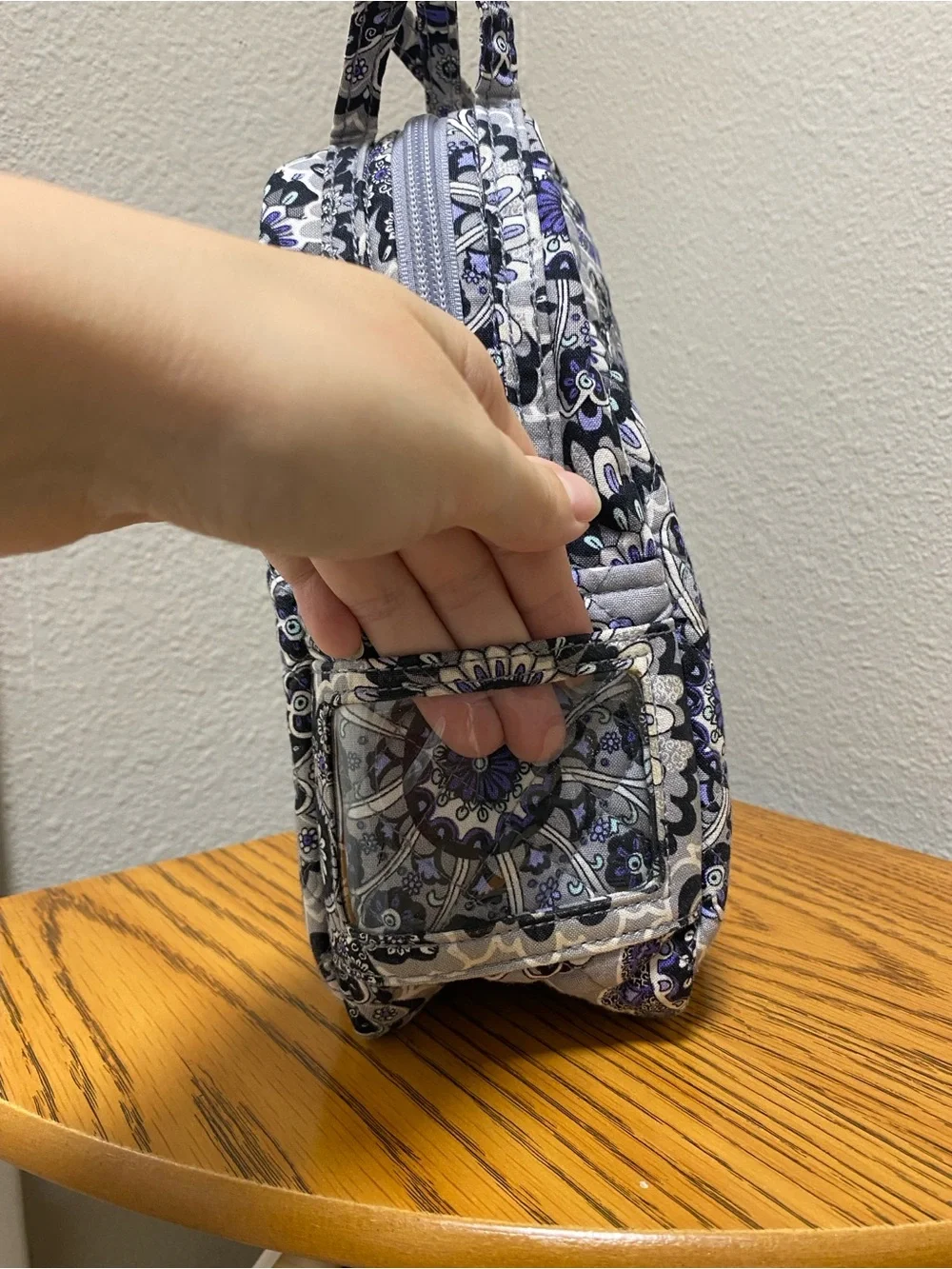 Vera Bradley Quilted Floral Lunch Tote Bag Grey Purple Preppy Academia Essential